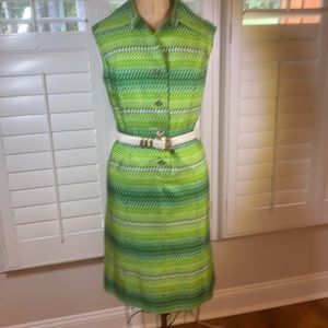 Vintage 60’s Green Geometric Print Mod Dress
